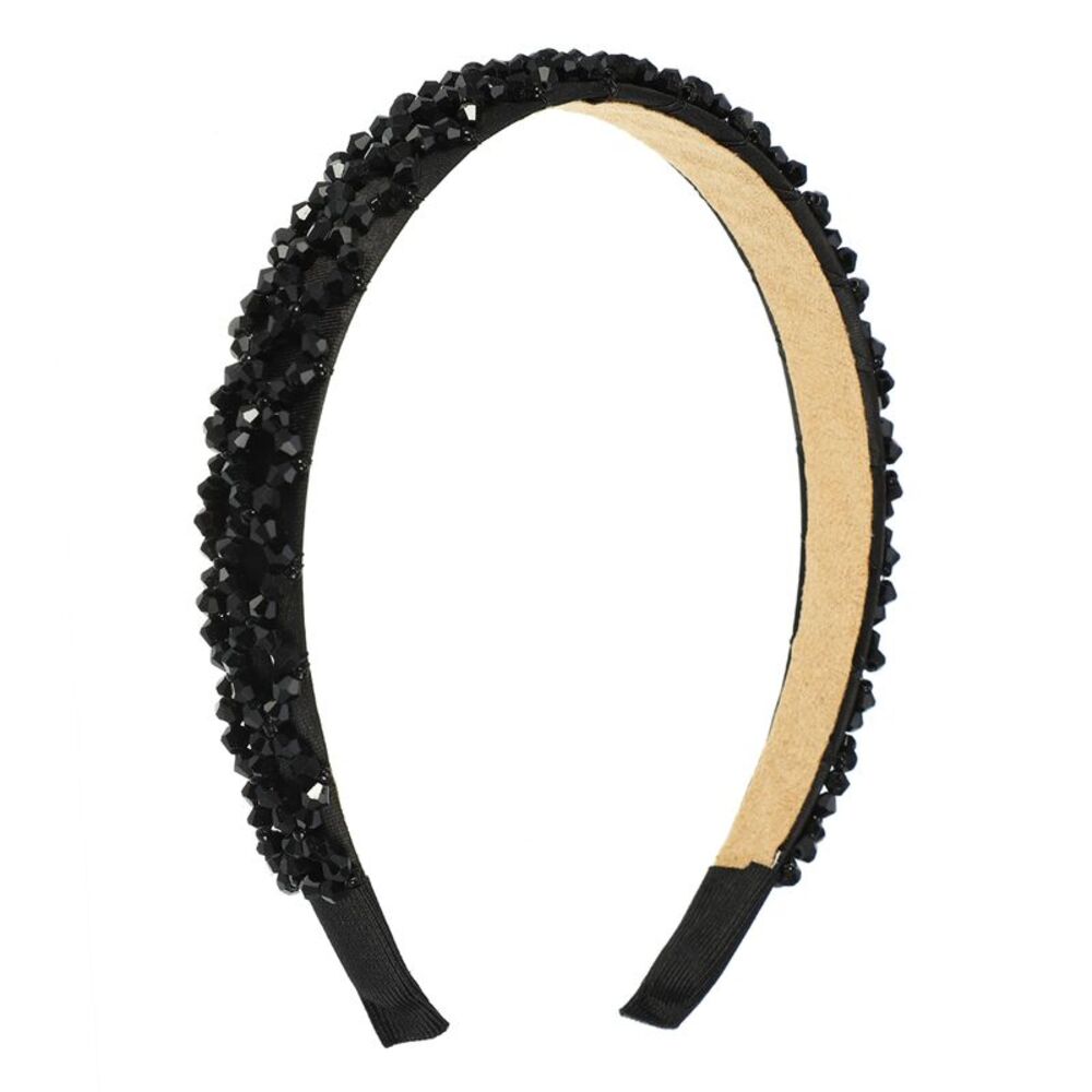 Rhinestone Headbands Hairband Black 0.79 Inch Wide